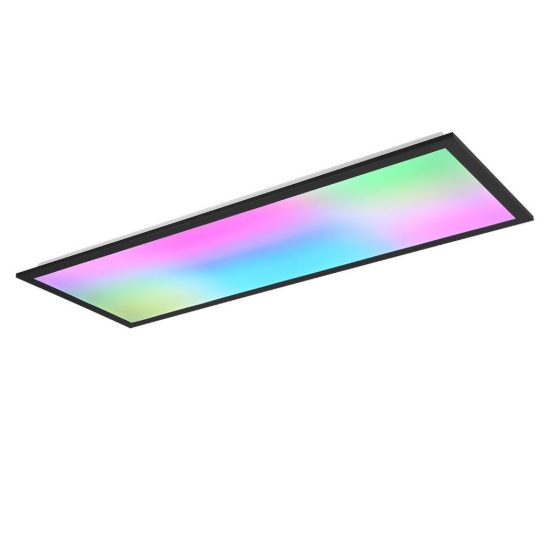 Plafoniera piccola led 31w cct 2700k 6500k rgb con telecomando rettangolare con bordo nero