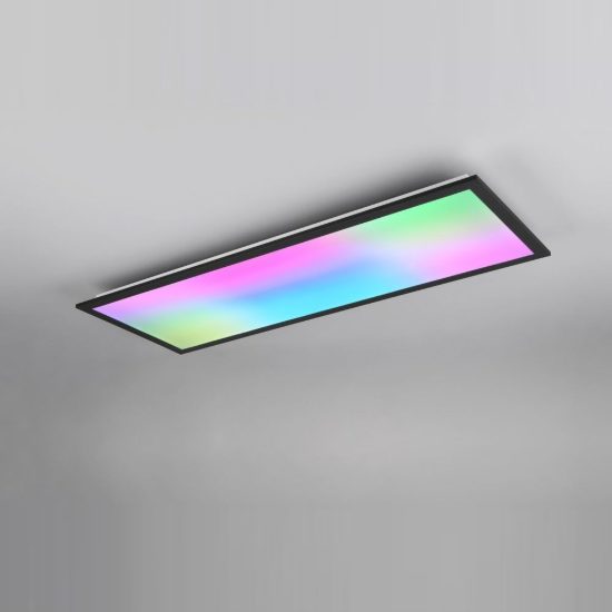Plafoniera piccola led 31w cct 2700k 6500k rgb con telecomando rettangolare con bordo nero