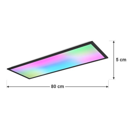 Plafoniera piccola led 31w cct 2700k 6500k rgb con telecomando rettangolare con bordo nero