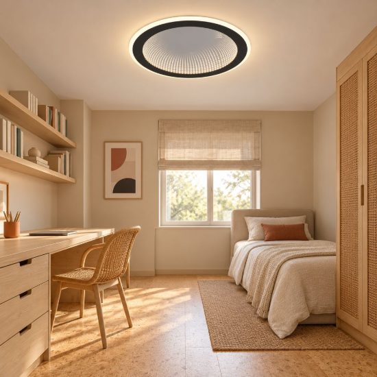 Plafoniera led 21,5w cct 2700k 6500k con telecomando moderna rotonda nera effetto infinito