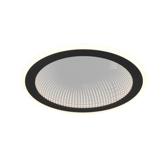 Plafoniera led 21,5w cct 2700k 6500k con telecomando moderna rotonda nera effetto infinito
