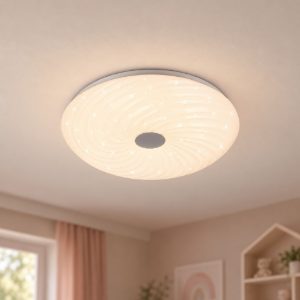 Plafoniera led 22w cct 2700k 6500k con telecomando rotonda bianca effetto cielo stellato