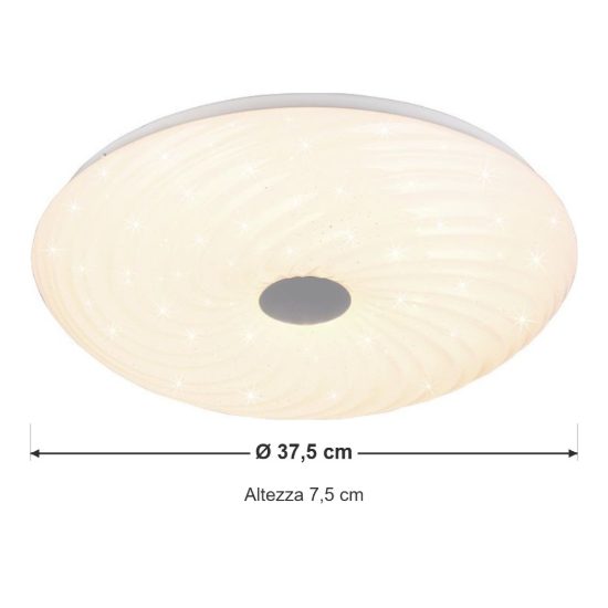 Plafoniera led 22w cct 2700k 6500k con telecomando rotonda bianca effetto cielo stellato