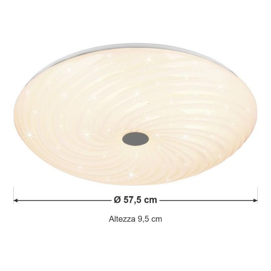 Plafoniera led 45w cct 2700k 6500k con telecomando rotonda bianca effetto cielo stellato