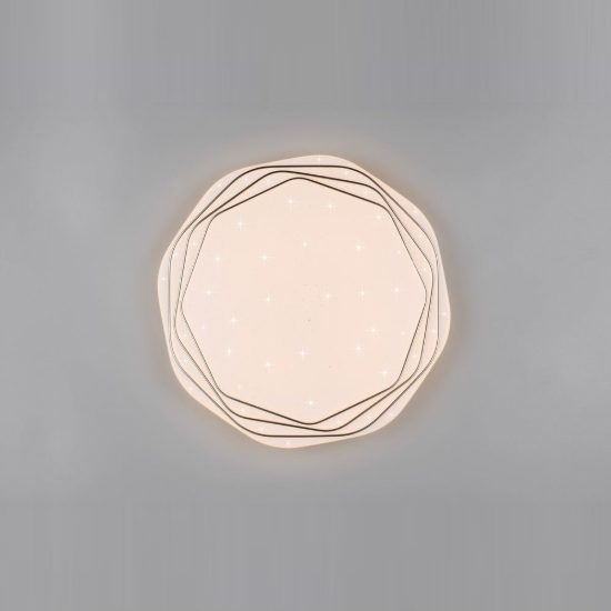 Plafoniera led 22w cct 2700k 6500k con telecomando ottagonale bianca cromo effetto cielo stellato