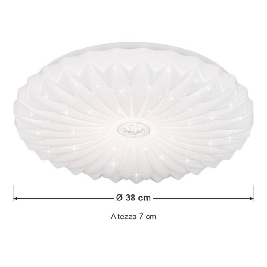 Plafoniera led 24w 4000k moderna rotonda bianca con diffusore effetto cristallo