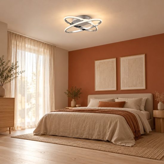 Plafoniera led 27w 4000k a due ovali orientabili cromo con diffusore effetto cristallo