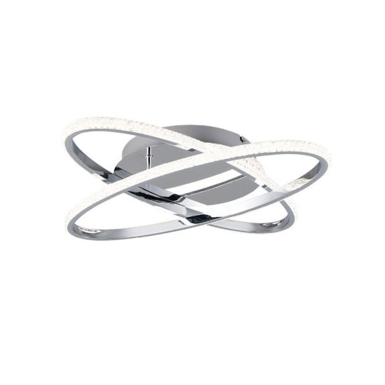 Plafoniera led 27w 4000k a due ovali orientabili cromo con diffusore effetto cristallo