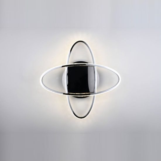 Plafoniera led 27w 4000k a due ovali orientabili cromo con diffusore effetto cristallo