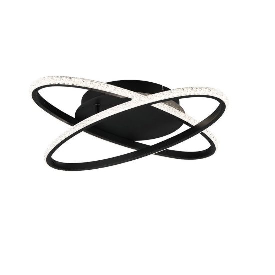 Plafoniera led 27w 4000k a due ovali orientabili nera con diffusore effetto cristallo