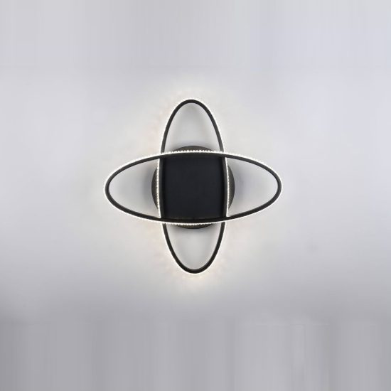 Plafoniera led 27w 4000k a due ovali orientabili nera con diffusore effetto cristallo