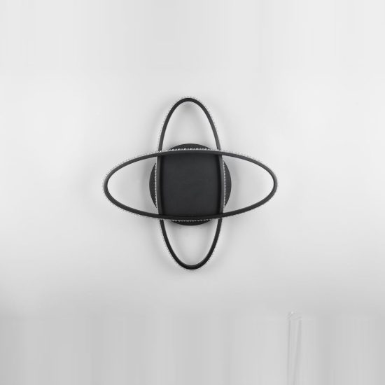 Plafoniera led 27w 4000k a due ovali orientabili nera con diffusore effetto cristallo