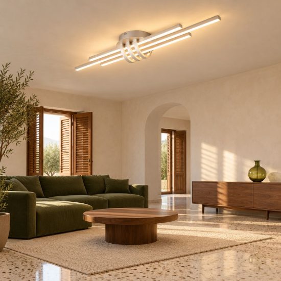 Plafoniera led 20w 3000k per soggiorno moderna lineare a 3 barre nichel opaco