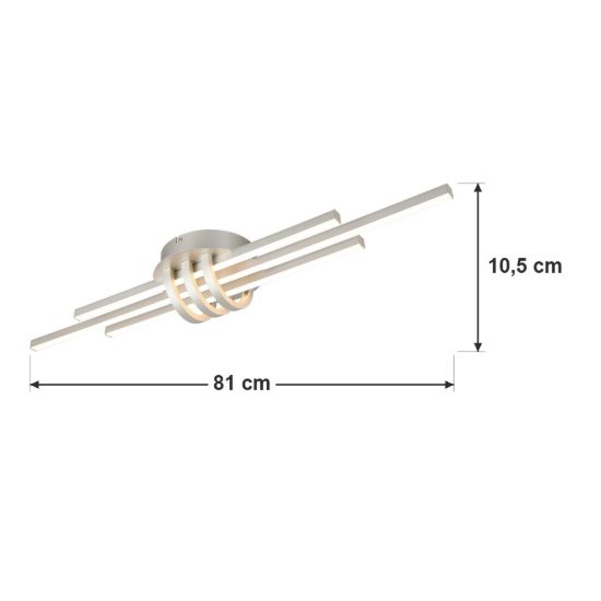 Plafoniera led 20w 3000k per soggiorno moderna lineare a 3 barre nichel opaco