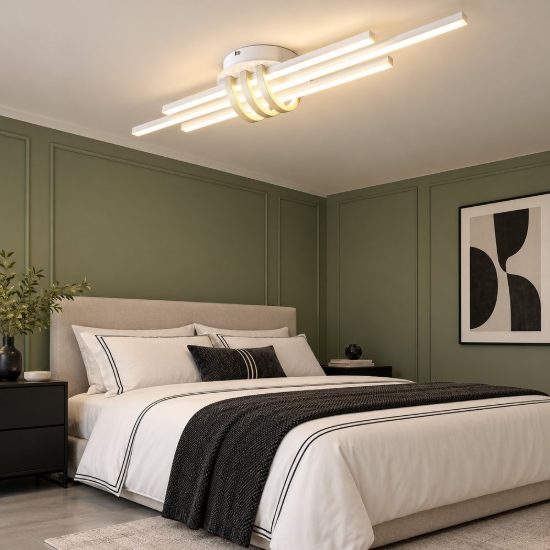 Plafoniera led 20w 4000k per soggiorno moderna lineare a 3 barre bianca