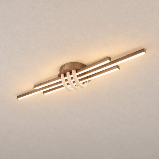 Plafoniera led 20w 3000k per soggiorno moderna lineare a 3 barre caffe