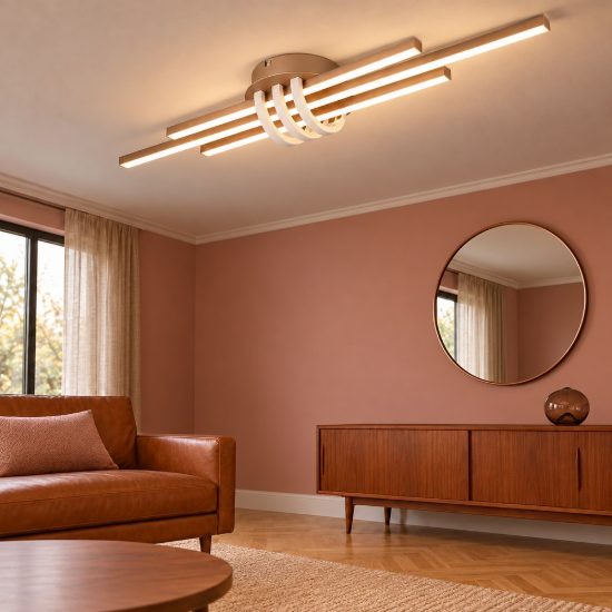 Plafoniera led 20w 3000k per soggiorno moderna lineare a 3 barre caffe
