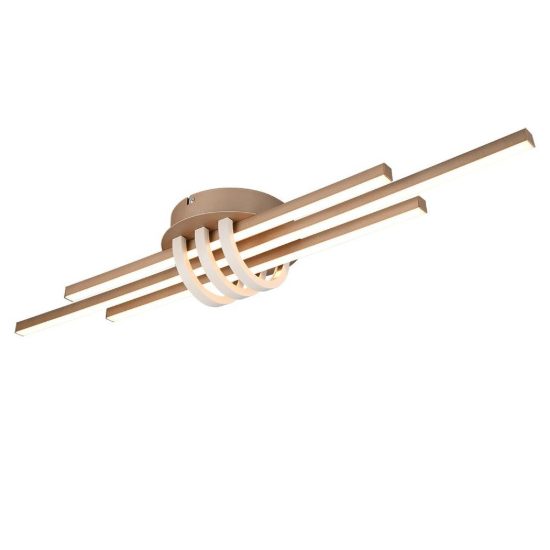 Plafoniera led 20w 3000k per soggiorno moderna lineare a 3 barre caffe