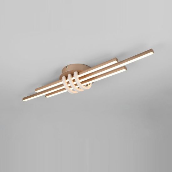 Plafoniera led 20w 3000k per soggiorno moderna lineare a 3 barre caffe