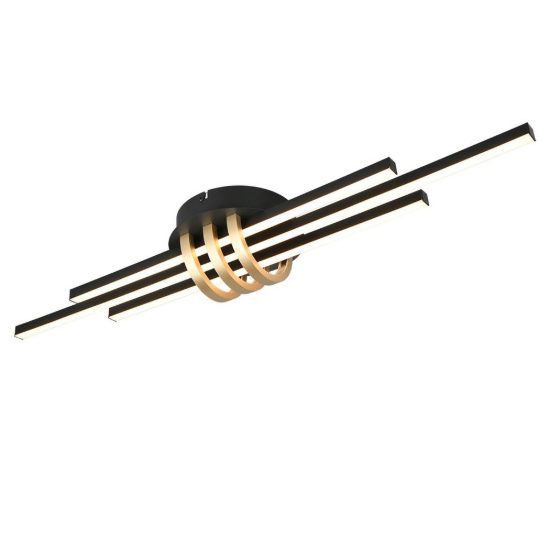 Plafoniera led 20w 3000k per soggiorno moderna lineare a 3 barre nera oro