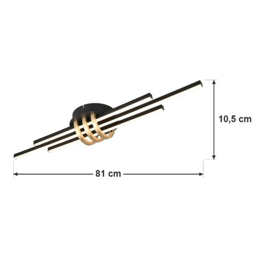 Plafoniera led 20w 3000k per soggiorno moderna lineare a 3 barre nera oro
