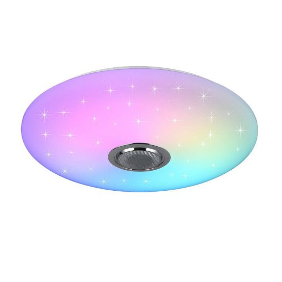Plafoniera led 33w cct 2700k 6500k rgb con altoparlante bluetooth telecomando bianca effetto stellato
