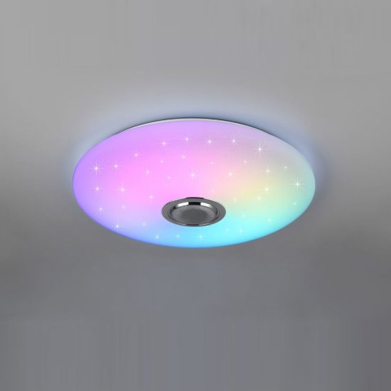 Plafoniera led 33w cct 2700k 6500k rgb con altoparlante bluetooth telecomando bianca effetto stellato