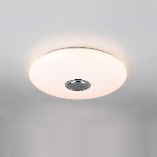 Plafoniera led 33w cct 2700k 6500k rgb con altoparlante bluetooth telecomando bianca effetto stellato
