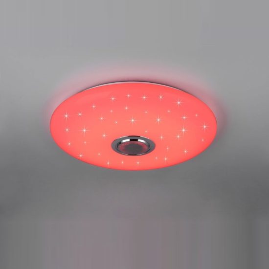Plafoniera led 33w cct 2700k 6500k rgb con altoparlante bluetooth telecomando bianca effetto stellato
