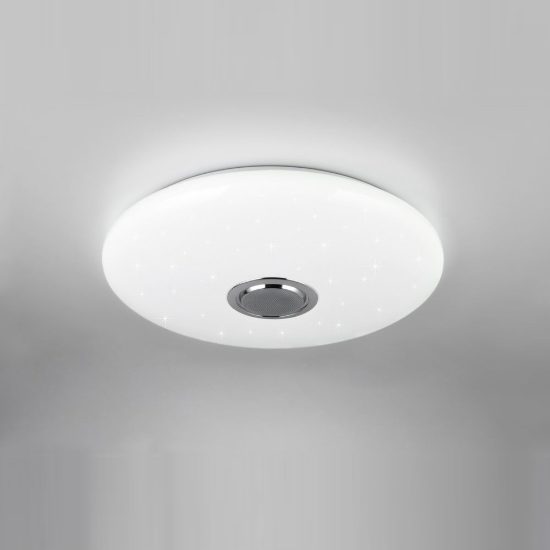 Plafoniera led 33w cct 2700k 6500k rgb con altoparlante bluetooth telecomando bianca effetto stellato