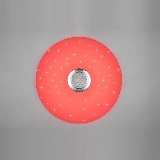 Plafoniera led 33w cct 2700k 6500k rgb con altoparlante bluetooth telecomando bianca effetto stellato