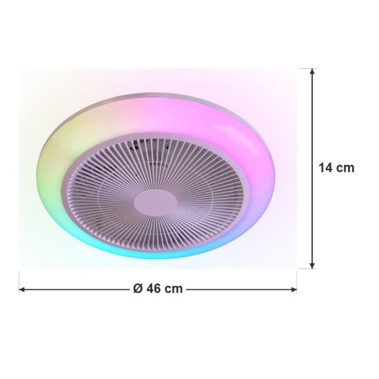 Ventilatore da soffitto con luce led 20w cct 3000k 6500k rgb con telecomando bianco