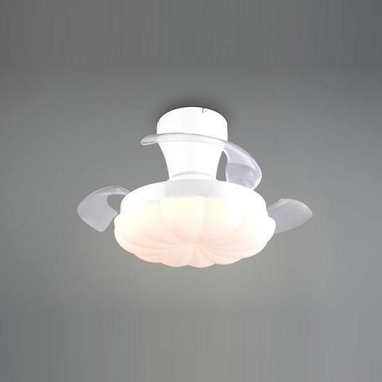Ventilatore da soffitto con luce led 22w cct 2700k 6500k con telecomando bianco con pale a scomparsa