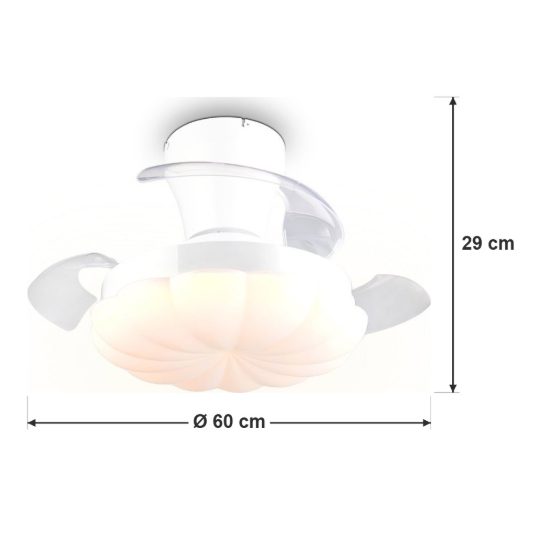 Ventilatore da soffitto con luce led 22w cct 2700k 6500k con telecomando bianco con pale a scomparsa