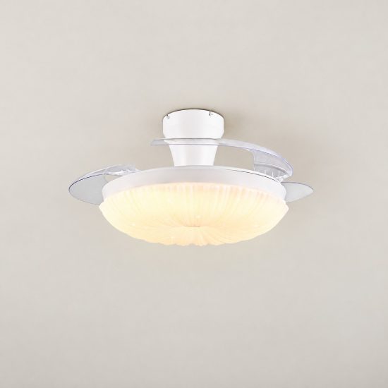 Ventilatore da soffitto led 36w cct 2700k 6500k con telecomando bianco con pale a scomparsa trasparenti