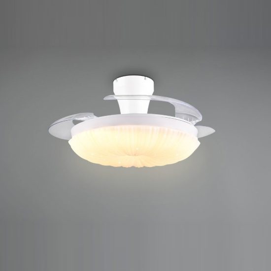 Ventilatore da soffitto led 36w cct 2700k 6500k con telecomando bianco con pale a scomparsa trasparenti