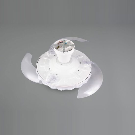 Ventilatore da soffitto led 36w cct 2700k 6500k con telecomando bianco con pale a scomparsa trasparenti