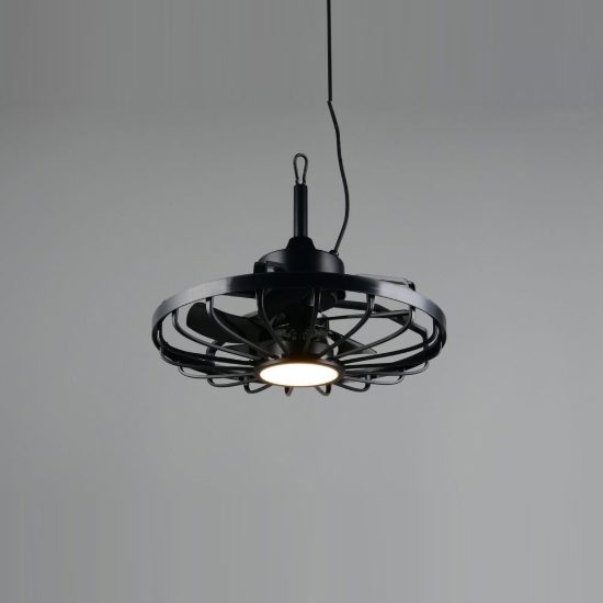 Ventilatore da soffitto con luce led 20w cct 2700k 6500k con telecomando ip44 da esterno nero