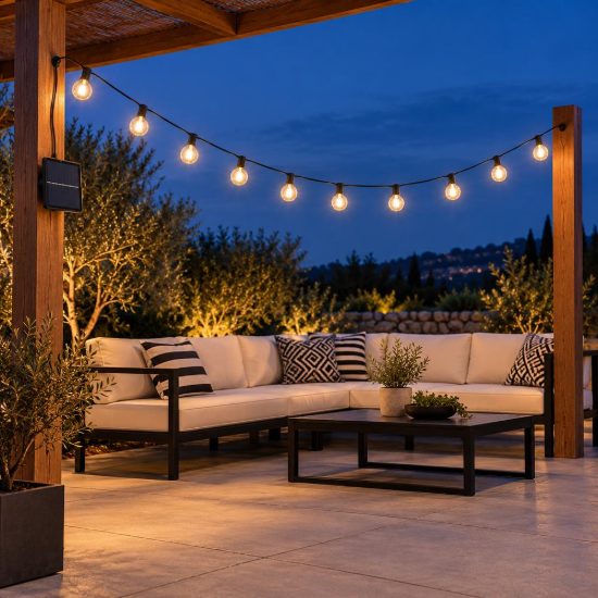 Catena luminosa da esterno nera led 0,5w 2700k ip44 con telecomando