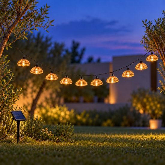 Catena luminosa da esterno nera led 0,5w 2700k ip44 con telecomando