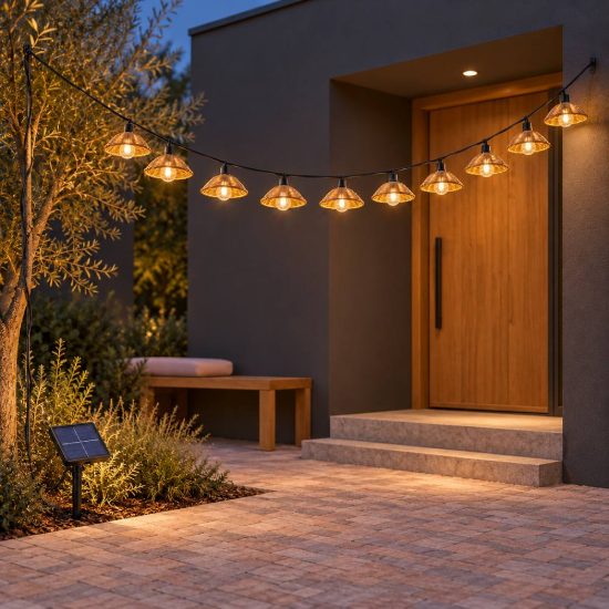 Catena luminosa da esterno nera led 0,5w 2700k ip44 con telecomando