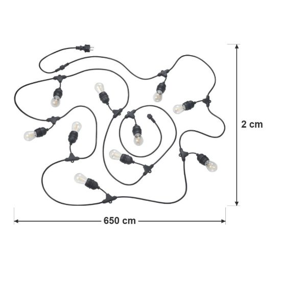 Catena luminosa da esterno 10 luci ip44 nera