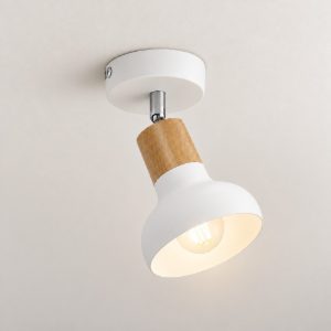 Faretto da soffitto per salotto moderno bianco con effetto legno