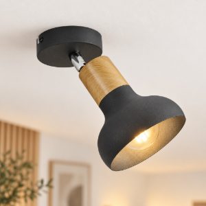 Faretto da soffitto per soggiorno moderno nero con effetto legno