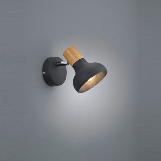 Faretto da soffitto per soggiorno moderno nero con effetto legno