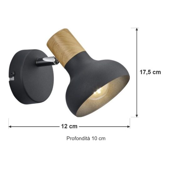 Faretto da soffitto per soggiorno moderno nero con effetto legno