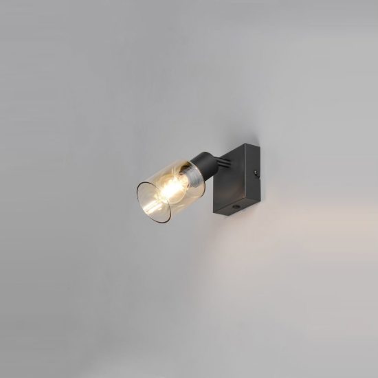 Faretto da soffitto per soggiorno orientabile moderno nero con vetro ambra