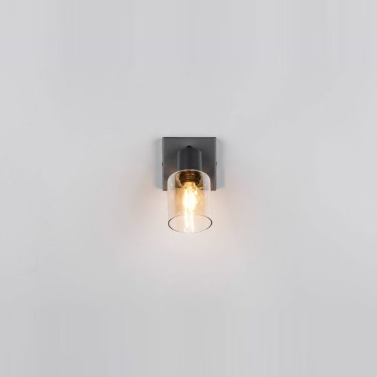 Faretto da soffitto per soggiorno orientabile moderno nero con vetro ambra