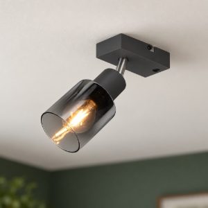 Faretto da soffitto per soggiorno orientabile moderno antracite con vetro fume