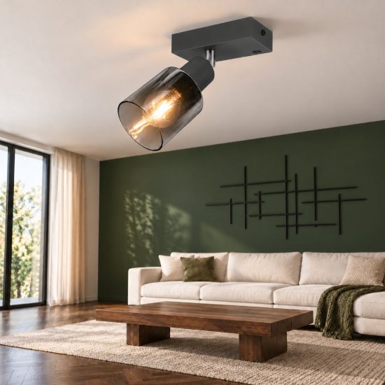 Faretto da soffitto per soggiorno orientabile moderno antracite con vetro fume